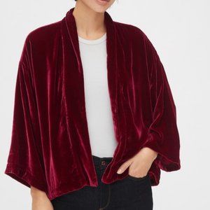 Velvet Crop Swing Jacket Burgundy Red